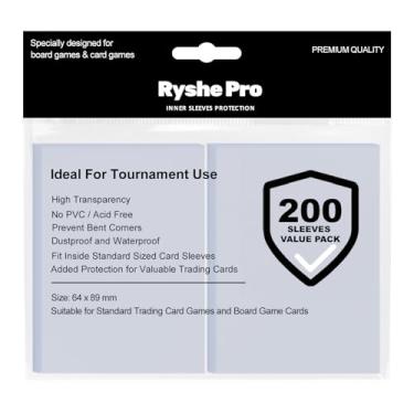 Imagem de 200 capas internas para cartões para cartões colecionáveis 64 x 89 mm, protetores de cartão de plástico transparente adequados para cartões TCG, cartas de jogo MTG, cartões padrão