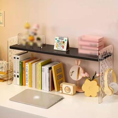 Imagem de Organizador de estante de mesa prateleira de exibição de armazenamento de mesa de escritório painéis laterais de acrílico altamente transparentes adequados para dormitório ou escritório (cor: preto