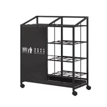 Imagem de Suporte de guarda-chuva de metal para guarda-chuva, suporte com bandeja coletora, organizador de guarda-chuva com rodas, rack de armazenamento de guarda-chuva para entrada, escritório, escritório