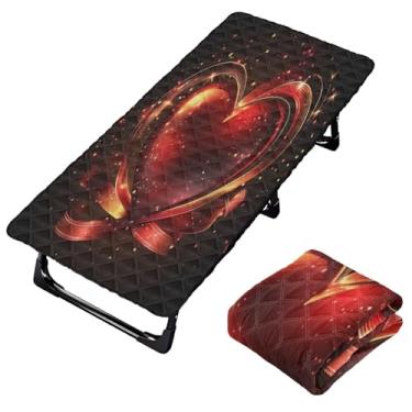 Imagem de Burbuja Lençol de berço de coração vermelho para crianças, lençol de cochilo acolchoado portátil com faixa elástica para meninas e meninos, lavável na máquina, 63,5 x 127 cm