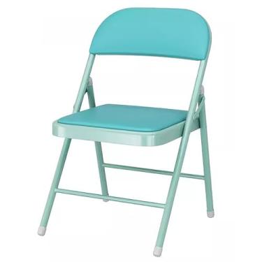 Imagem de Cadeira de exterior dobrável portátil empilhável com assentos acolchoados para eventos, escritório, festa de casamento - azul