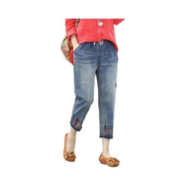 Imagem de Calças Jeans Femininas Rasgadas De Verão, Estilo Vintage, Denim Com Bo