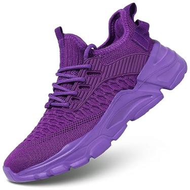 Imagem de Tênis de corrida feminino, respirável, leve, moderno, esportivo, caminhada, academia, trabalho, Roxa, 38