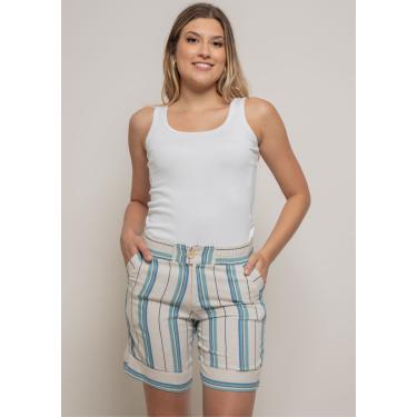 Imagem de Shorts Linho Pau a Pique Listrado Azul e Bege