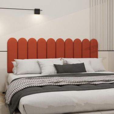 Imagem de Cabeceira Nuvem Suede King Size Com 10 Placas Macias De 60cm Terracota