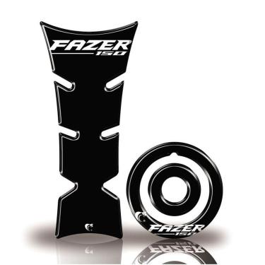 Imagem de Kit Protetor De Tanque E Bocal Moto Yamaha Fazer Preto Preto