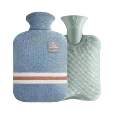 Imagem de Bolsa De Água Quente De Tricô Grosso Com Capa De Pelúcia Macia, Aquece