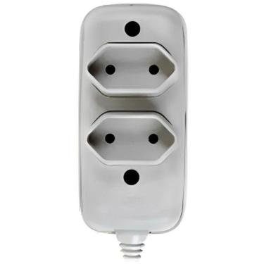 Imagem de Tomada Em Barra Dupla 2p 10a 250v Cinza - 1632 - Ilumi