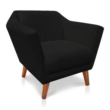 Imagem de Poltrona Decorativa Lorena Suede Pés Castanho Preto