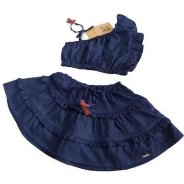 Imagem de Conjunto Luxo Infantil Menina Jeans Verão Lessa Kids Rf 8010 - Azul - TAM 12 ANOS-Feminino