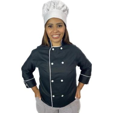 Imagem de Dolmã Feminino Uniforme Ideal Cozinheira Chefe De Cozinha - Eb Confecç