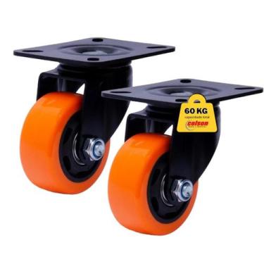 Imagem de Kit 2 rod.gir.41mm preto c/pla 60x43 r. bp c/rol.esf.laranja (6233 - c