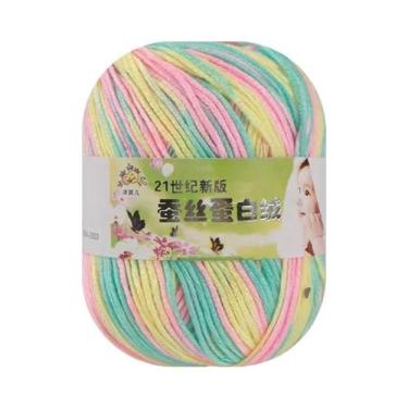 Imagem de Fio De Seda 50g Para Tricô Manual, Crochê, DIY, Meias, Suéter, Coberto