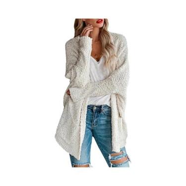 Imagem de Cardigã Básico Feminino plus Size De Manga Longa Com Frente Aberta Em 