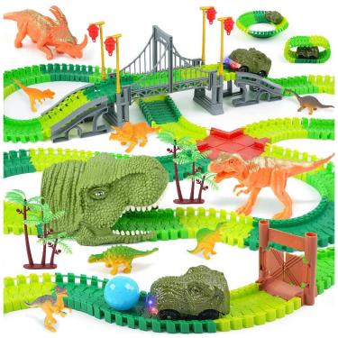 Imagem de Pista de Corrida com 269 Peças, Tema de Dinossauro para Crianças de 3 a 8 Anos, BEMITON...