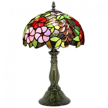 Imagem de Abajur de mesa Tiffany vitral MQYXH âmbar uva base cerâmica 47 cm E26 110V