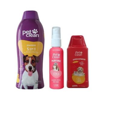 Imagem de Kit POP Pet Clean Shampoo + Perfume + Condicionador Pet Cães, 5x1 + Pe