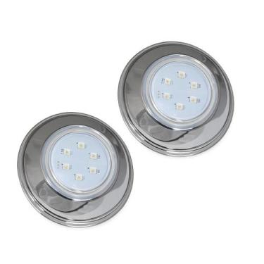 Imagem de Kit 2 Und Refletor Led 9w Rgb Inox Iluminação Brustec Para Piscina 12v