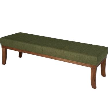 Imagem de Puff para Quarto 160x40cm Linho Lúcia Verde/Imbuia