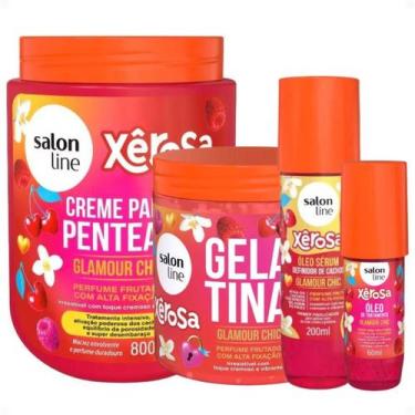 Imagem de Kit Salon Line Xêrosa Glamour Chic: Creme Para Pentear 800g, Gelatina 