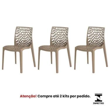 Imagem de Kit 3 Cadeiras Gruvyer Nude Sala Cozinha Jantar - WAW DESIGN