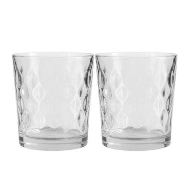 Imagem de Jogo 2 Copo De Vidro Transparente Para Whisky Diamond 360ml Em Casa Te