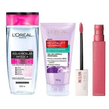Imagem de L’Oréal Paris + Maybelline Kit - Água Micelar Bifásica + Gel de Limpeza Antioleosidade + Batom Líqui-Feminino