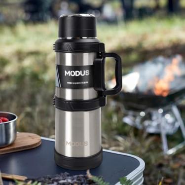 Imagem de Garrafa Térmica 2.4 Litros Quente Frio Com Isolada Térmico Capacidade Viagem Garrafa De Agua (Prata)