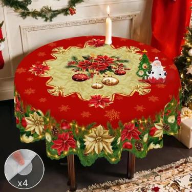 Imagem de Toalha De Mesa Temática De Natal Com 4 Adesivos Autoadesivos, Estampa 
