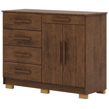 Imagem de Cômoda Sapateira Para Quarto 2 Portas 5 Gavetas Biana V01 Imbuia - Lyam Decor