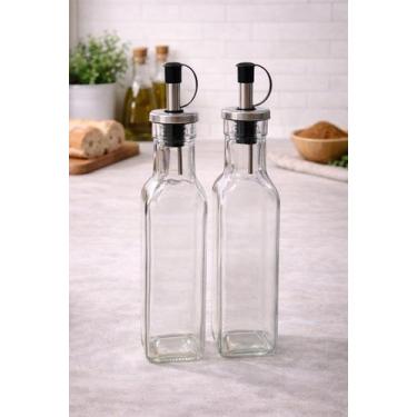 Imagem de Conjunto 2 Porta Azeite e Vinagre Quadrado Vidro 250mL - FRATELLI