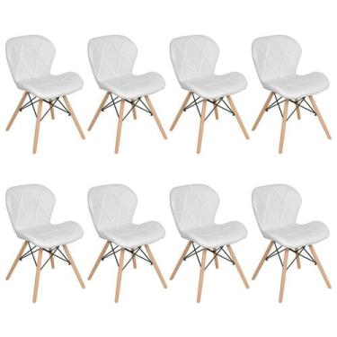 Imagem de Kit 8 cadeiras estofadas Charles Eames Eiffel Slim Wood confort - Bran