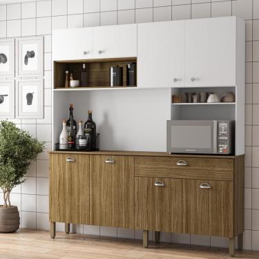 Imagem de Armario de Cozinha Compacta Sydney 8 Portas 1 Gaveta em MDF 182.2cm Amadeirado com Tamp...
