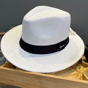 Imagem de Chapéu Panamá OEM Moda Aba Larga Palha Sintética Tamanho Único 58-60 Panamá Neutro Branco Unissex