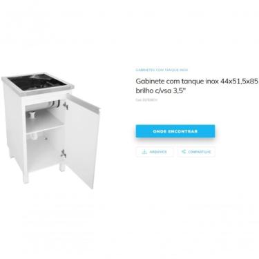Imagem de Gabinete com Tanque Inox 44x51.5x85cm 23L de Piso em Aço com Válvula e Sifão Inox Docol