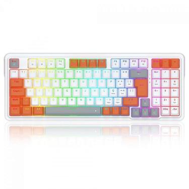 Imagem de Teclado Mecânico Gamer Redragon Gloria, RGB, Switch Dust-Proof Red, ABNT2, Branco e Laranja - Branc-Unissex