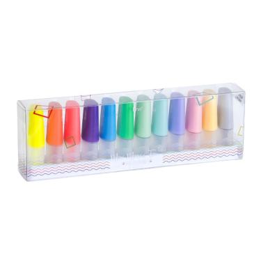 Imagem de Mini Marca Texto BRW Multicolor 12 Cores com Ponta Fina e Grossa para Estudo e Escritór...