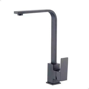 Imagem de Torneira para Cozinha 34 cm Monocomando de Mesa em Aço Inoxidável Acabamento Preta Fosca com Pressão Controlada Preto