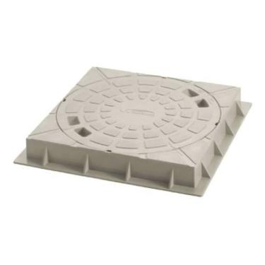 Imagem de Tampa com Suporte para Caixa de Inspeção Caixa 300mm em PVC Reforçado 36x36cm Quadrada com Grelha Redonda Amanco