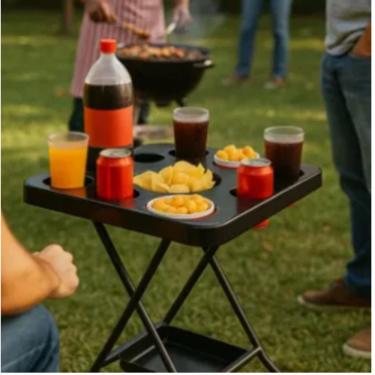 Imagem de Mesa Petisqueira Dobrável Multiuso Dobrável Desmontável Portátil em Plástico e Poliesti...
