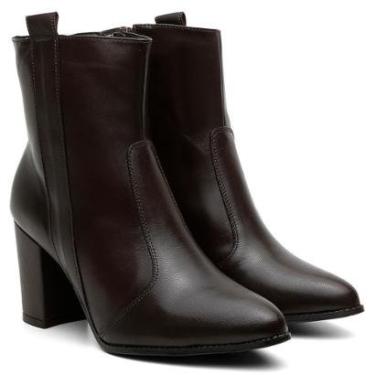 Imagem de Bota Feminina Couro Salto Alto Lisa Zíper Estilo Moderna-Feminino