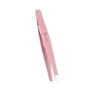 Imagem de Pinça De Sobrancelha Inclinada Em Aço Inoxidável Para Pelos Finos E Re