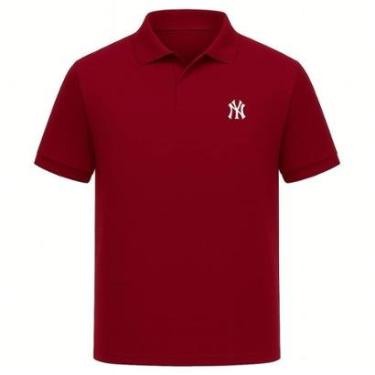 Imagem de Camisa Gola Polo Basica Plus Size Piquet Confortavel Camiseta Lisa Com Botao Estampa NY...