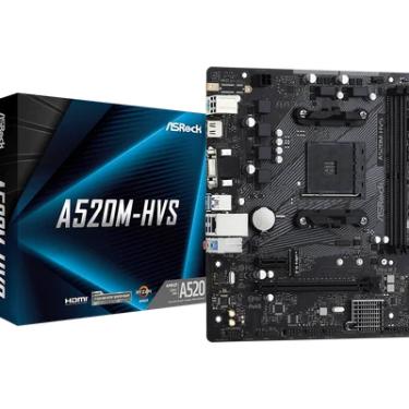 Imagem de Placa-Mãe AsRock A520M-HVS, AMD AM4, mATX, DDR4 - 90-MXBE60-A0UAYZ