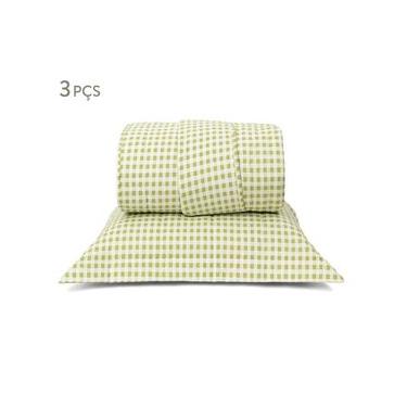 Imagem de Jogo de Cobre-Leito Mini Vichy Verde Oliva 200 Fios King Verde