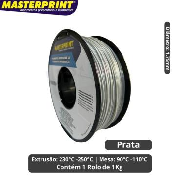 Imagem de Filamento 3D - ABS Premium Prata Rolo 1KG (1.75mm)