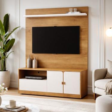 Imagem de Estante Home para Tv 55 Polegadas e Nicho Monza Cinamomo/Off White