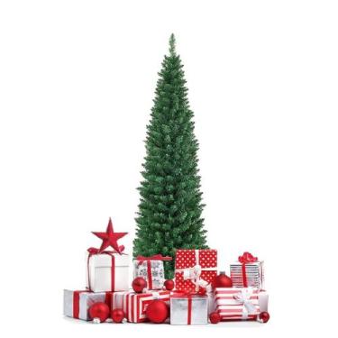 Imagem de Árvore de Natal GOFLAME Pencil Slim 1,5 m com suporte de metal PVC ver