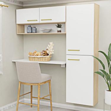 Imagem de Conjunto Cozinha com Armário Aéreo e Paneleiro Suspenso Aura Dubai/Branco