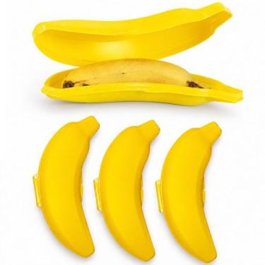 Imagem de 4 Porta Banana Pote Protetor Guardar Trabalho Escola Viagem - Plasútil